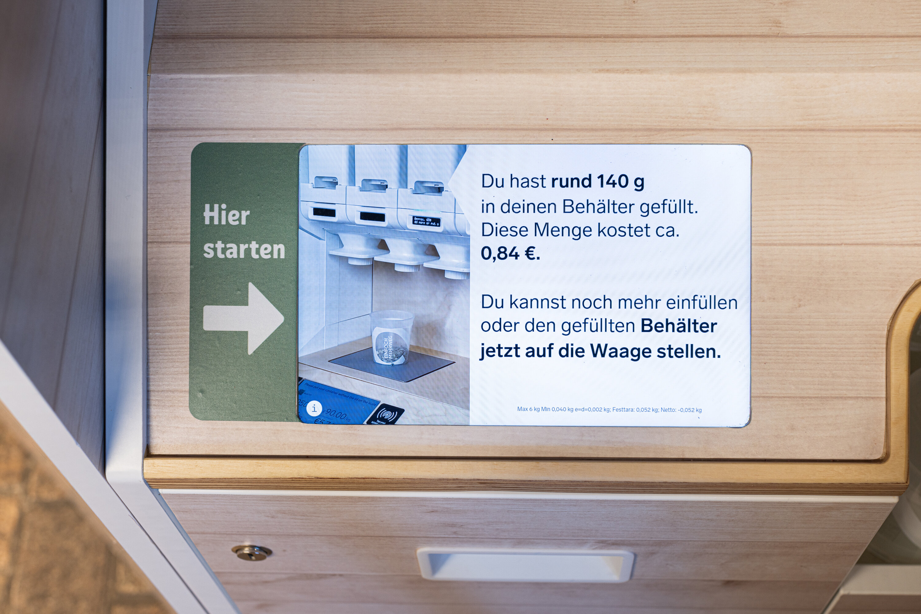 Display zeigt aktuellen Stand der BefÃ¼llung an