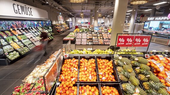 Innenansicht Obst und Gemüseabteilung